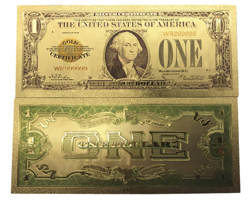 Premium Replica 1 Dollar Paper Money Bill 24k Gold Plated Fake Currency Banknote Art Commemorative  A706-PPD12k-1