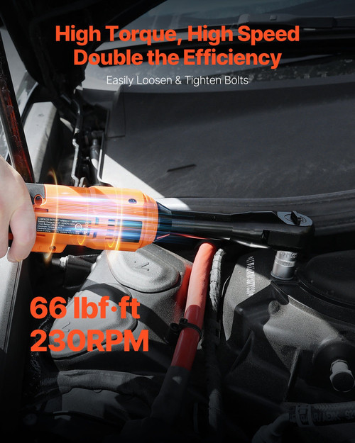 Cordless Ratchet Wrench, 3/8 inch Drive, 230 RPM, up to 66 ft-lbs of Torque, Battery Powered Electr E415-DDJLBSTZ38INBSAQW001V1