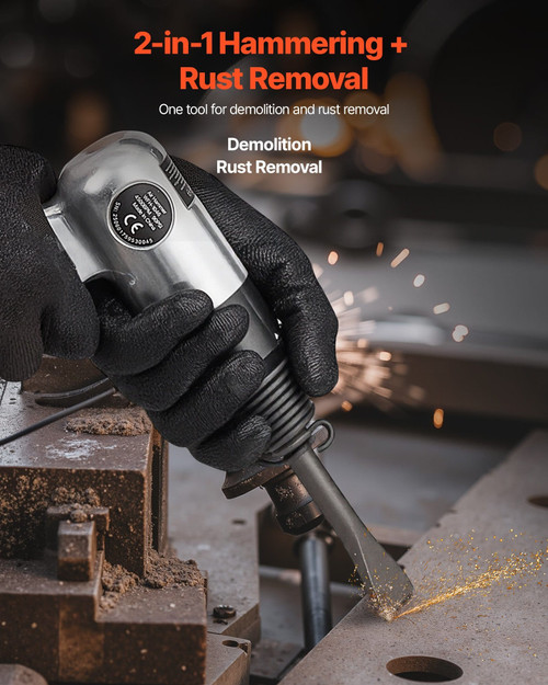 Air Hammer, 4500BPM Pneumatic Hammer with Rust Removal Air Needle Scaler & 4PCS Chisels Round Shank E415-QDCCZSCXQQSWC0EUI002V0