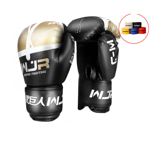 Color: Black gold, Size: 6oz - Adult Children's Sanda Boxing Gloves Q119-CJJM117605414NM
