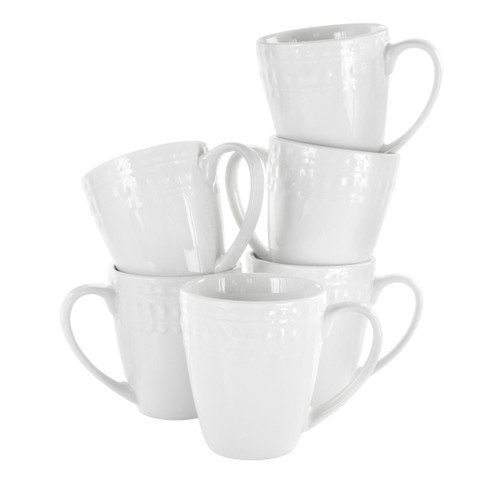 Elama Cara 6 Piece 10 Ounce Porcelain Cup Set in White D970-EL-CARA6PC