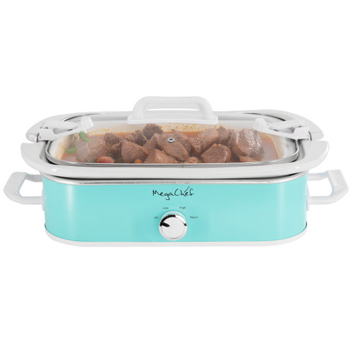 MegaChef 3.5 Quart Casserole Slow Cooker with 3 Temperature Settings in Turquoise D970-MGSL-5000-T