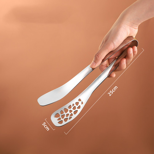 Color: E - 304 Stainless Steel Food Tongs Steak Barbecue Barbecue Bread Cake Food Tongs Silicone To Q119-CJCJ119999205EV