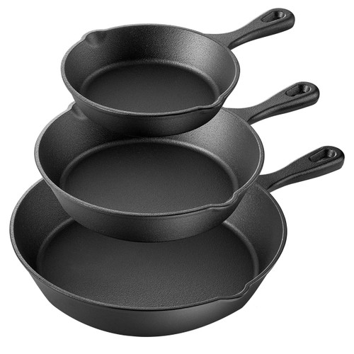 MegaChef Pre-Seasoned 3 Piece Cast Iron Skillet Set D970-MCCI-455
