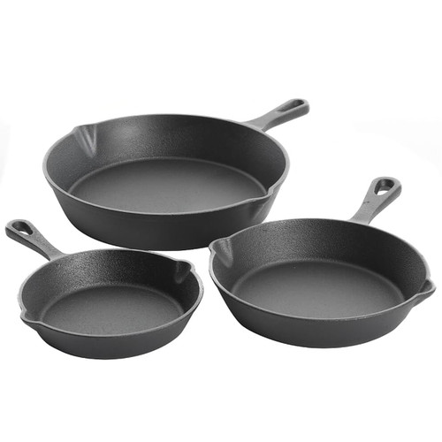 Gibson Home Brickstone 3 Piece Pre-Seasoned Cast Iron Skillet Set in Black D970-129983.03