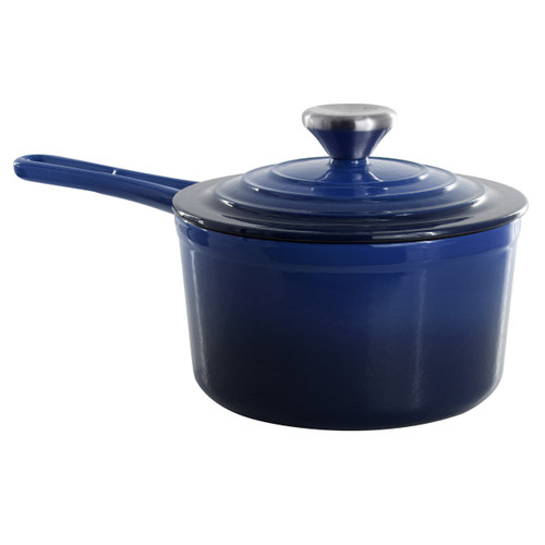 MegaChef 2 Quart Enameled Cast Iron Sauce Pan in Gradient Dark Blue D970-MC-SP17A-BL