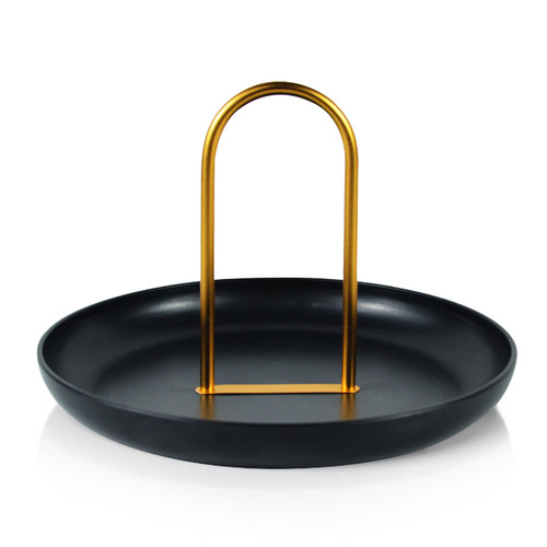 Color: Black inlaid gold - Storage Tray Portable Snack Fruit Tray Creative Q119-CJCJ121381607GT