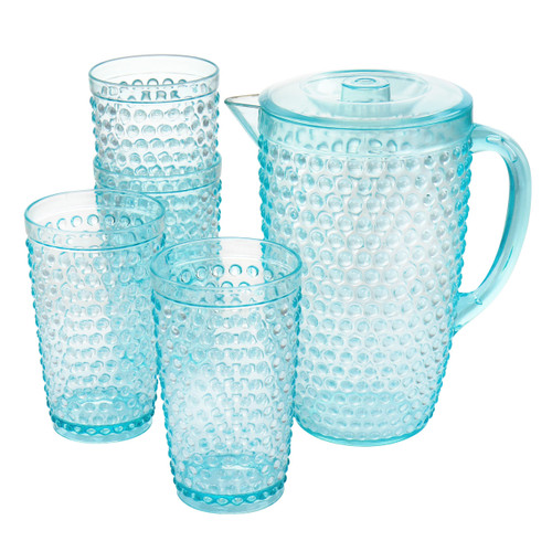 Gibson Home Malone 5 Piece Plastic Pitcher and Tumbler Set in Light Blue D970-129392.05