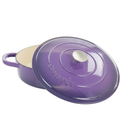 Crock-Pot Artisan 2 Piece 5 Quart Enameled Cast Iron Braiser with Lid in Lavender D970-128607.02