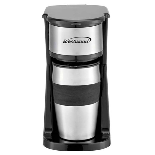Brentwood Portable Single Serve Coffee Maker with 14oz Travel Mug in Black D970-TS-113BK
