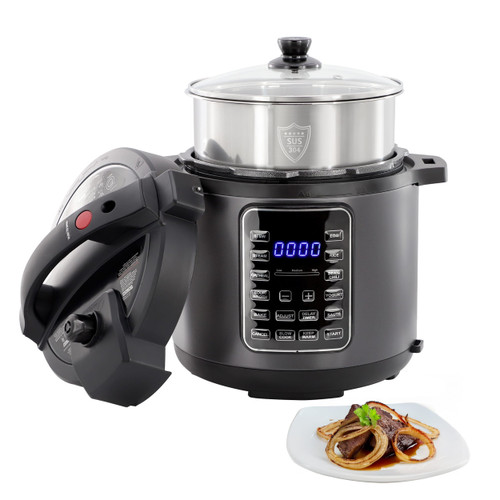 MegaChef 6 Quart 11-in-1 Electric Pressure Cooker, Multi-Cooker with Stainless Steel Crock D970-MCPR-2700