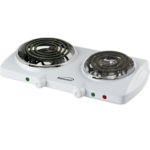 Brentwood Electric 1500W Double Burner Spiral White D970-TS-368