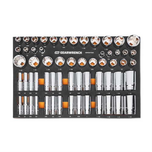 GearWrench 60 Piece 1/2" Drive Master SAE Socket Set in Foam Storage Tray T398-KDTGWMSSKT12SAE
