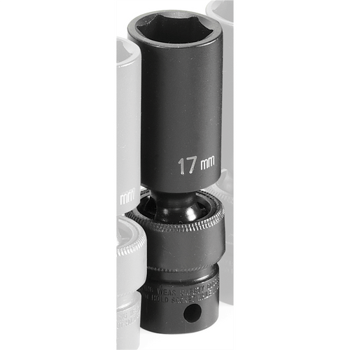 Grey Pneumatic 3/8" Drive x 17mm Deep Universal Socket 6 Point - Black T398-GRE1017UMD