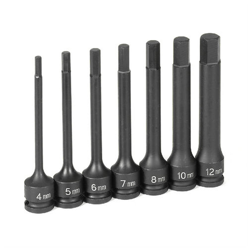 Grey Pneumatic 3/8" Dr. 7 Pc.  4" Length Metric Hex Driver Set T398-GRE1247MH