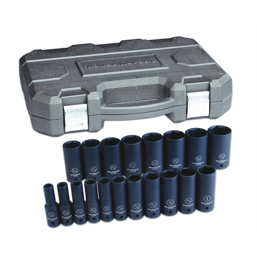 GearWrench 19 Piece 1/2 Inch Drive 6 Point Deep Impact SAE Socket Set T398-KDT84934N