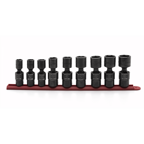 GearWrench 9 Piece 1/2 Inch Drive 6 Point Standard X-Core Pinless Universal Impact SAE Socket Set T398-KDT84978