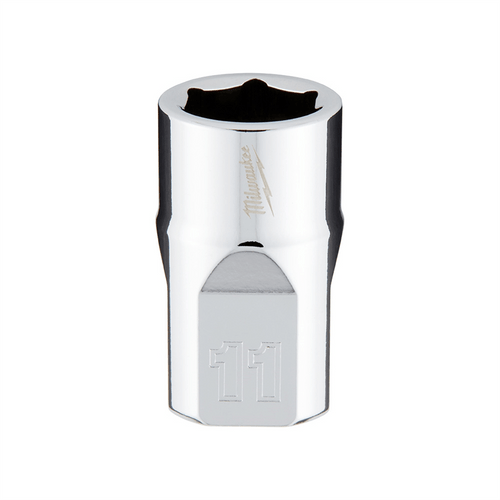 Milwaukee Tool 3/8" Drive 11mm  Metric 6-Point Socket with FOUR FLAT Sides, Vanadium Steel, Chrome T398-MLW45-34-9081