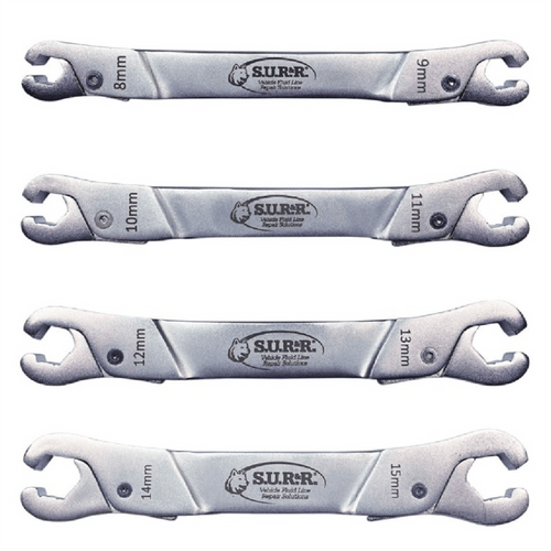 S.U.R.&R. RLW400 Ratcheting Line Wrench Set of 4 with 4-Slot Pouch- SAE/Metric T398-SRRRLW400