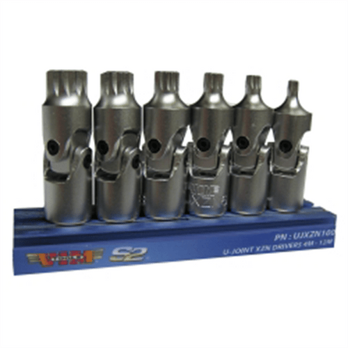 VIM Tools Universal Joint XZN Triple Square Driver Set 6 Piece 1/4 Inch Square Drive T398-VIMUJXZN100