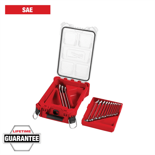 Milwaukee Tool 15pc SAE Combination Wrench Set with PACKOUT Compact Organizer T398-MLW48-22-9484