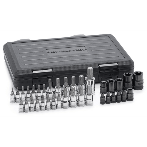 GearWrench 36 Piece 1/4 Inch, 3/8 Inch & 1/2 Inch Drive Tamper Proof Torx/E-Torx/Torx Bit Socket Set T398-KDT80728