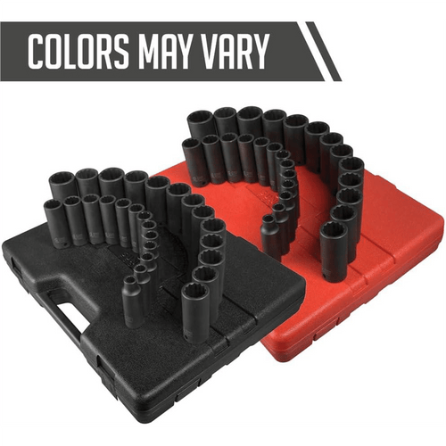 SUNEX 1/2 Inch Drive Metric 12 Point Deep 26 Piece Impact Socket Set T398-SUN2827