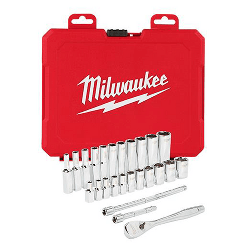 Milwaukee Tool 1/4" Drive 26pc Ratchet & Socket Set - SAE T398-MLW48-22-9404