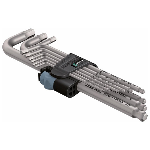 Wera Metric Hex-Plus Stainless Steel L-Key Ball-End Wrench Set (9-Piece) M119-05073544001