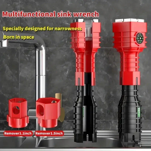 Color: Black - 24/18/8 Multifunction Faucet and Sink Installer Tool Faucet Wrench Tool Plumbing Too F640-12000036877348551