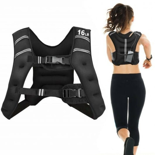Workout Weighted Vest with Mesh Bag Adjustable Buckle-16 lbs - Color: Black - Size: 16 lbs D681-SP37183