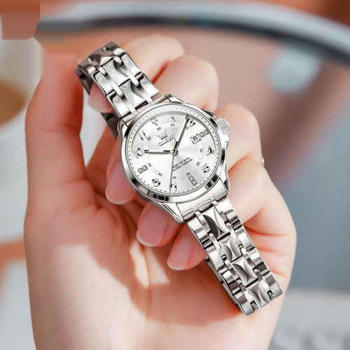 Color: Steel Belt White, Specifications: Women - Quartz Simple Casual Couple's Watch Waterproof Q119-CJNS252392305EV