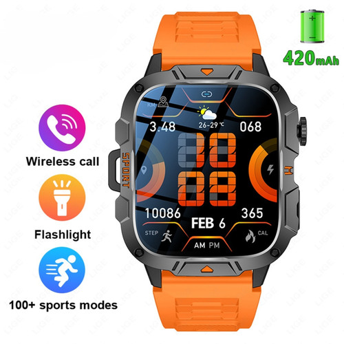 Color: Orange Silicone With Style - Square Large Screen Multi-function Sports Running Heart Rate Sm Q119-CJJX238633202BY