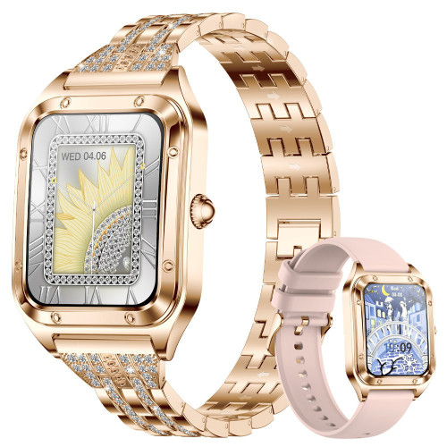 Color: Alloy With Apricot Strap - Multifunctional Health Monitoring New Ladies Sport Smart Watch Q119-CJJX244457601AZ