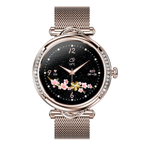 Color: Rose gold Steel Strip - Female Intelligent Bluetooth Call Health Monitoring Watch Q119-CJJX208813407GT