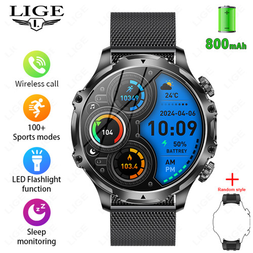 Color: Mesh Belt Black Silicone - AK75 Smart Watch With Bluetooth Calling Q119-CJJX278987503CX