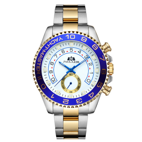 Color: Golden White Noodles - Automatic Mechanical Luminous Room Gold Steel Belt Men's Watch Q119-CJJX246583902BY
