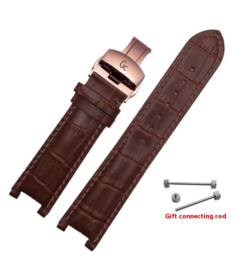 Color: Brown, Style: Rose Gold Buckle-22.13MM, Size:  - Simple Home Butterfly Clasp Cowhide Watch S Q119-CJYD254318613MN