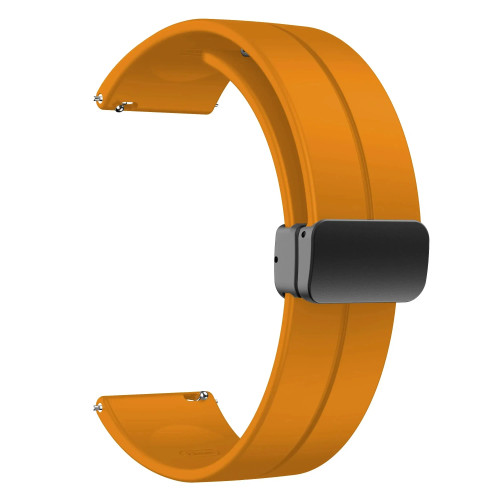 Band Color: Yellow, Band Width: 20mm - 20mm 22mm Magnetic D Type Clasp Silicone Watch Band for Sams F640-12000038985429201