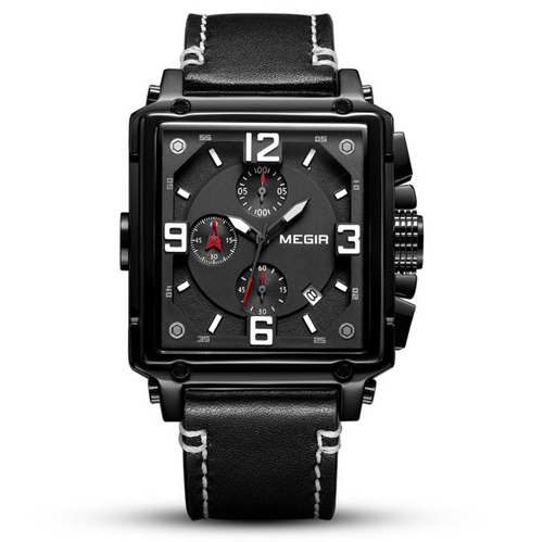 Color: Black - Vintage square leather men's watch Q119-CJZBNSSY01162-Black