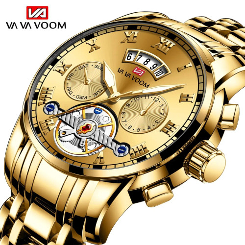 Color: Rose - Relogio Masculino Top Brand Mens Luxury Watch Stainless Steel Luminescence Clock Casu F640-12000038486820884