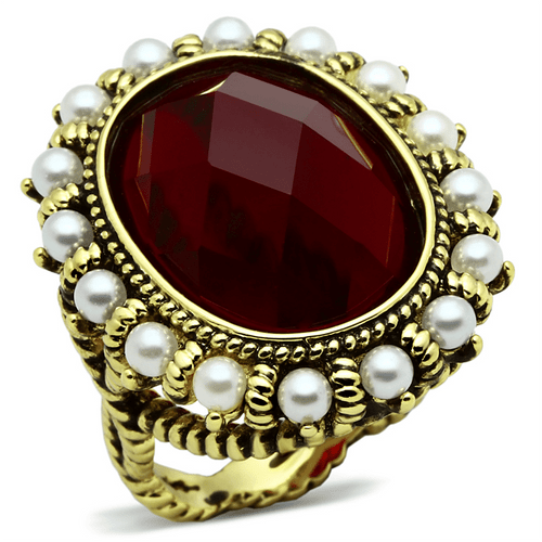 LO3585 - Flash Gold Brass Ring with Synthetic Synthetic Glass in Siam A874-LO3585