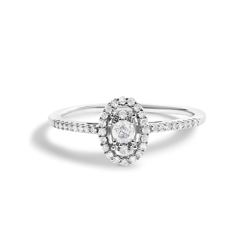 14K White Gold 1/5 Cttw Diamond Oval Shape With Halo Engagement Ring (H-I Color, I1-I2 Clarity) - S N162-024632R750