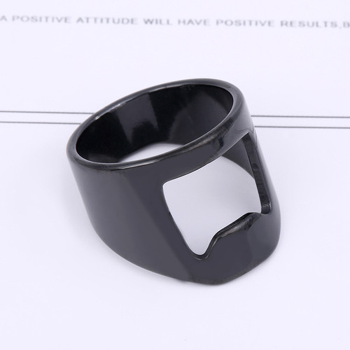 Color: Black, Size: Size 8 - Stainless Steel Ring Titanium Steel Ring Bottle Opener Q119-CJLX119029809IR