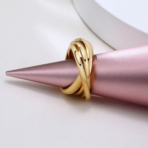 Color: Gold, Size: 6number - Stainless Steel Four Ring Ring Titanium Steel Ring Jewelry Q119-CJZBLXLX24361-Gold-6number