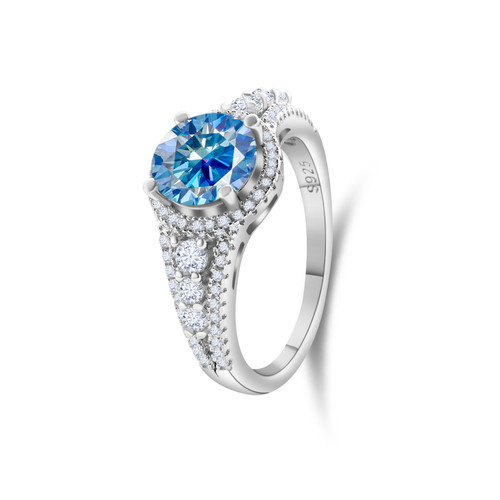 Size: US 5, Product Color: Sapphire Blue - 2CT Color Moissanite Ring Sterling Silver S925 Q119-CJYD246803686HS
