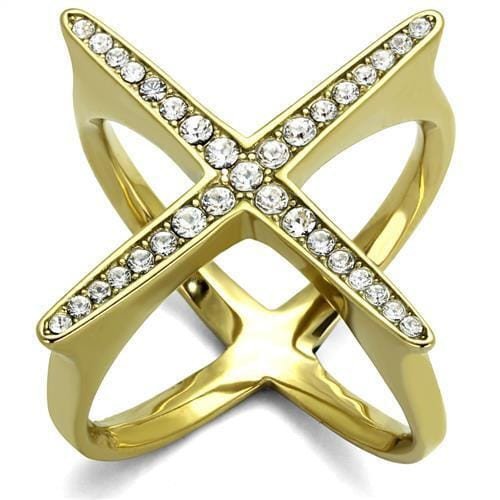 TK2497 - IP Gold(Ion Plating) Stainless Steel Ring with Top Grade Crystal  in Clear A874-TK2497