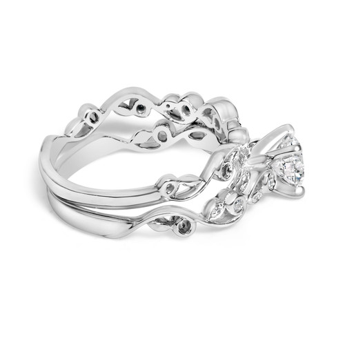 14K White Gold Lab Grown Diamond 1.0 Cttw Vintage Style Engagement Ring and Band Set - Ring Size 10 N162-022835R100