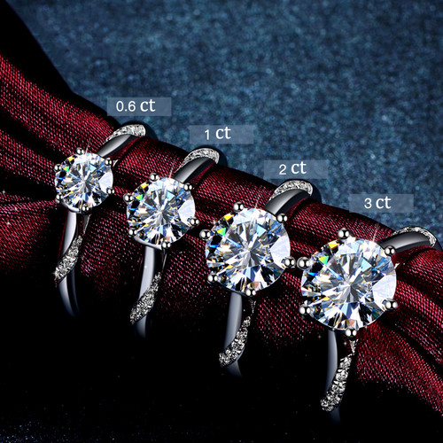 Color: AJZ1144 3, Size: 8 - Silver six-claw moissanite carat diamond ring Q119-CJZBLXLX17676-AJZ1144 3-8