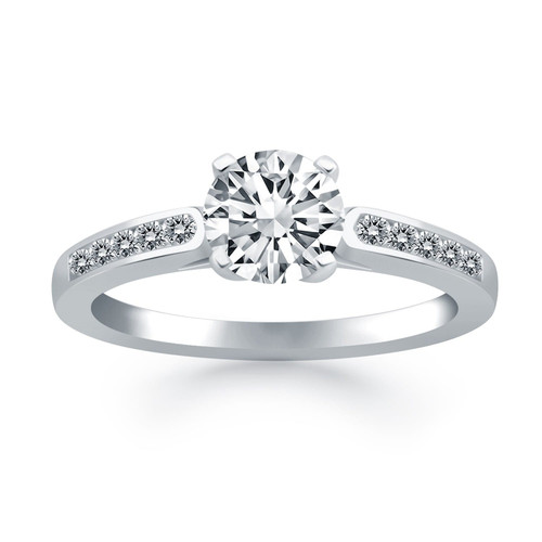 14k White Gold Diamond Channel Cathedral Engagement Ring P150-46204-8
